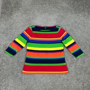 Lauren Ralph Lauren Shirt Girls Extra Large Multicolor Fun Stripes Long Sleeve